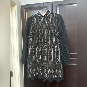 Sexy lace & nude minidress.
